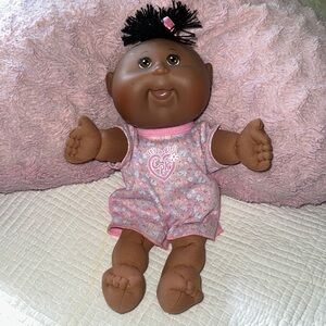 Cabbage Patch African American baby doll vintage CPK very nice pink outfit & bow